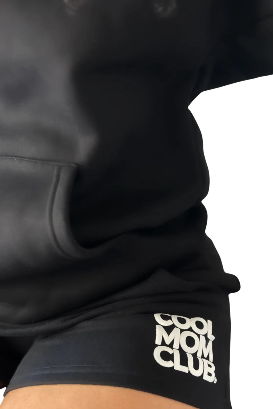 Cool Mom Club Shorts Black & White on a model